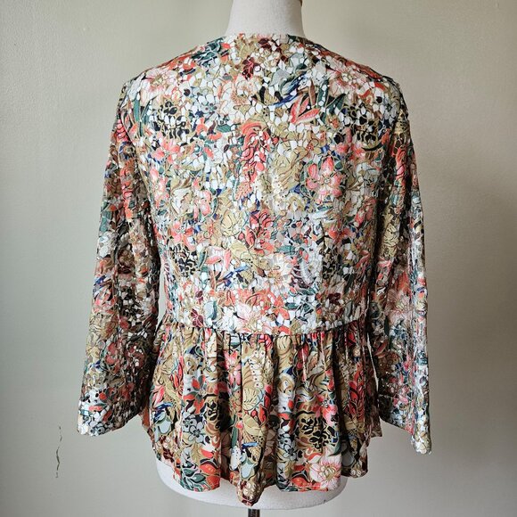 Soft Surroundings Ariege Blazer Jacket Floral Lace Embroidered Beaded Peplum M - Picture 6 of 8